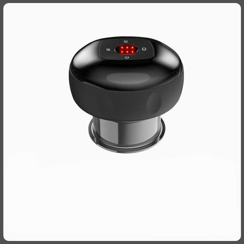 Black electric vacuum cupping massage device with digital display and USB charging port.