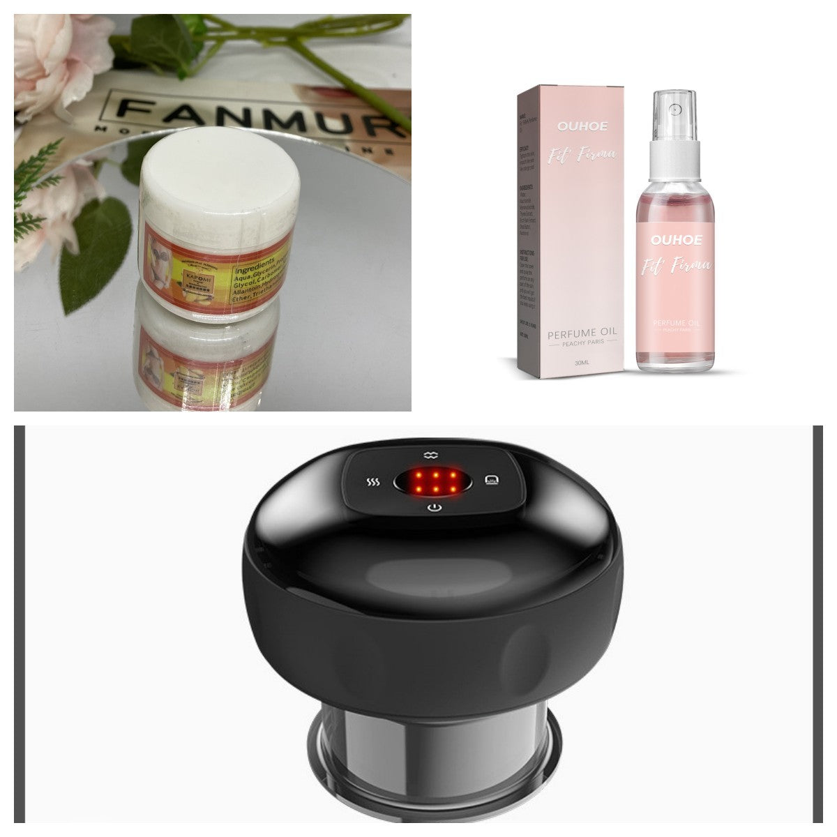 Black electric vacuum cupping massage device with digital display and sleek design.